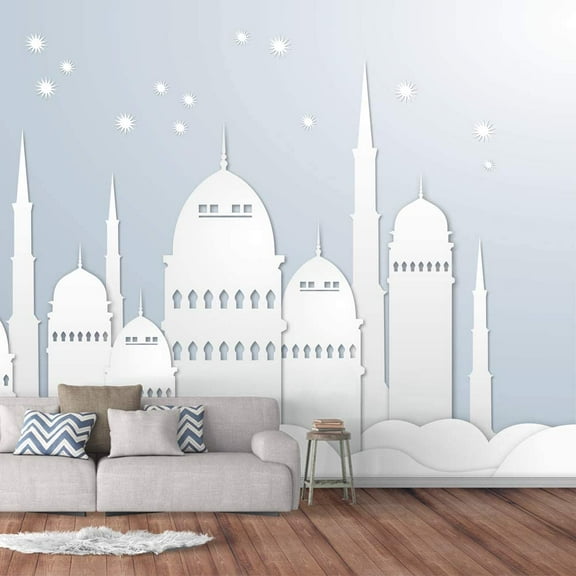 IDEA4WALL 6pcs Dream Castle Peel and Stick Wallpaper Removable Wall Murals Large Wall Stickers for Home Decoration, 100"x24"