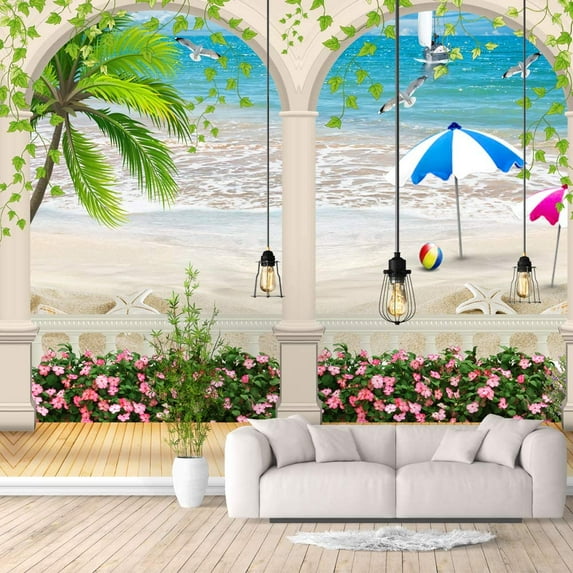 IDEA4WALL 6pcs Floral Peel and Stick Wallpaper Removable Wall Murals Large Wall Stickers for Home Decoration, 100"x24"