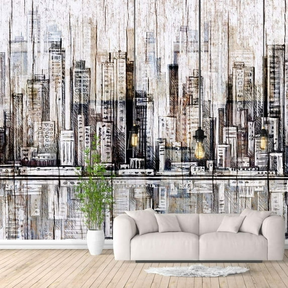 IDEA4WALL 6pcs Floral Peel and Stick Wallpaper Removable Wall Murals Large Wall Stickers for Home Decoration, 100"x24"