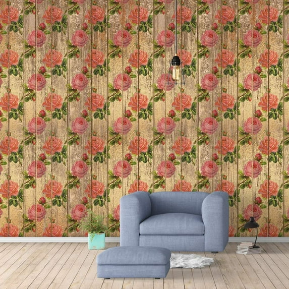 IDEA4WALL 6pcs Flowers Peel and Stick Wallpaper Removable Wall Murals Large Wall Stickers for Home Decoration, 100"x24"
