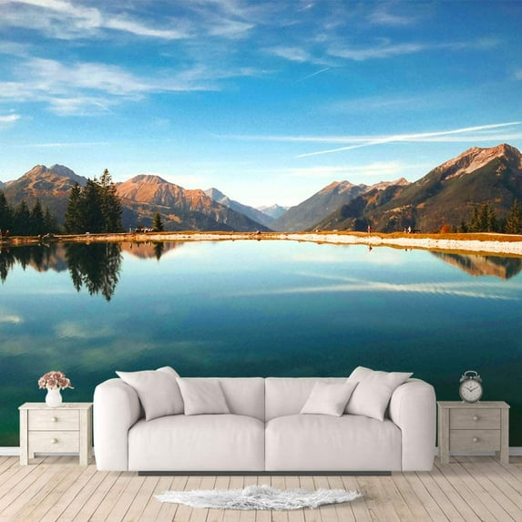 IDEA4WALL 6pcs Natural Landscape Peel and Stick Wallpaper Removable Wall Murals Large Wall Stickers for Home Decoration, 100"x24"