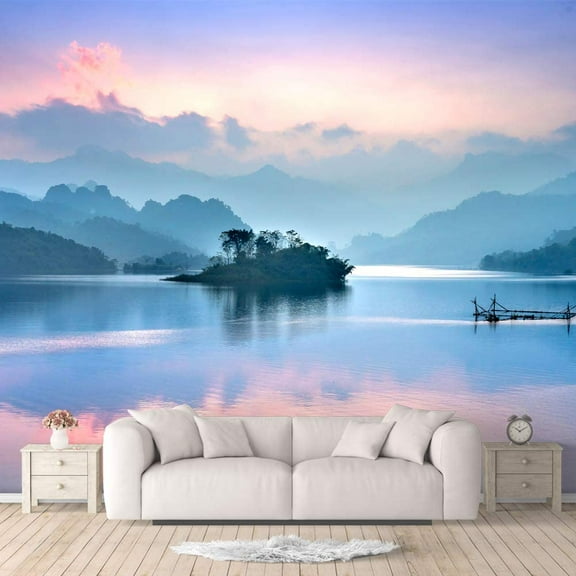 IDEA4WALL 6pcs Natural Landscape Peel and Stick Wallpaper Removable Wall Murals Large Wall Stickers for Home Decoration, 100"x24"