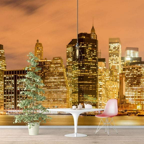 IDEA4WALL 6pcs Newyork City Peel and Stick Wallpaper Removable Wall Murals Large Wall Stickers for Home Decoration, 100"x24"