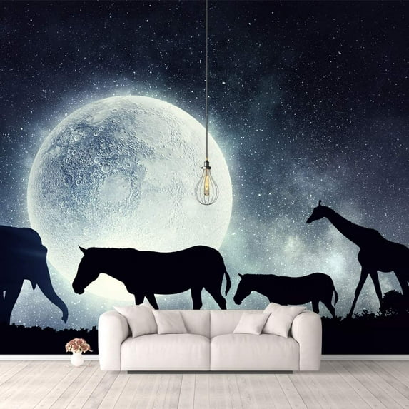 IDEA4WALL 6pcs Outer Space Peel and Stick Wallpaper Removable Wall Murals Large Wall Stickers for Home Decoration, 100"x24"