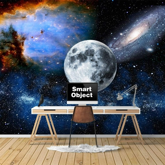 IDEA4WALL 6pcs Planets of Solar System Peel and Stick Wallpaper Removable Wall Murals Large Wall Stickers for Home Decoration, 100"x24"