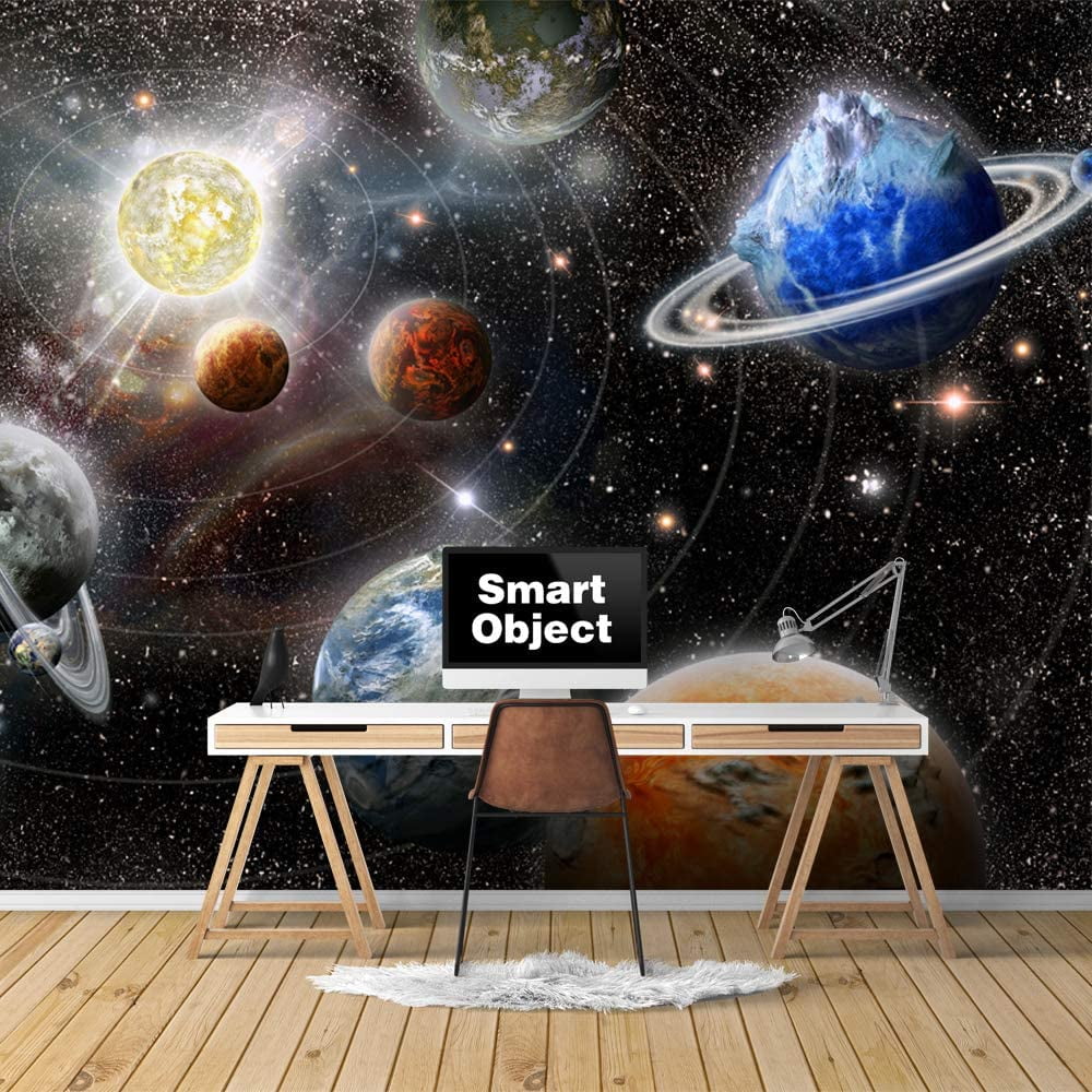 IDEA4WALL 6pcs Planets of Solar System Peel and Stick Wallpaper ...
