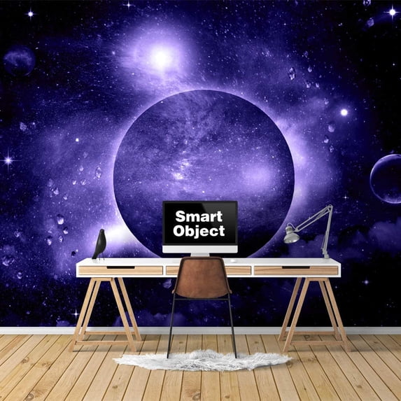 IDEA4WALL 6pcs Planets of Solar System Peel and Stick Wallpaper Removable Wall Murals Large Wall Stickers for Home Decoration, 100"x24"