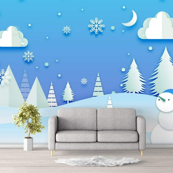 IDEA4WALL 6pcs Snowflakes Peel and Stick Wallpaper Removable Wall Murals Large Wall Stickers for Home Decoration, 100"x24"