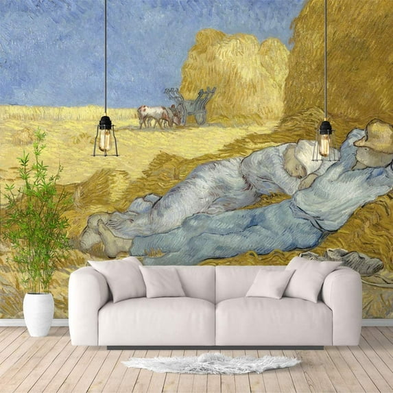 IDEA4WALL 6pcs The Siesta by Vincent van Gogh Peel and Stick Large Wall Stickers for Home Decoration - 100x144 inches