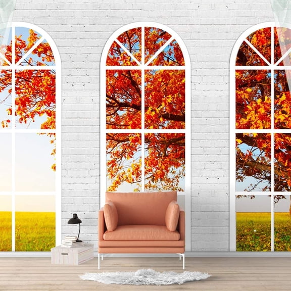 IDEA4WALL 6pcs Vies from French Window Peel and Stick Wallpaper Removable Wall Murals Large Wall Stickers for Home Decoration, 100"x24"