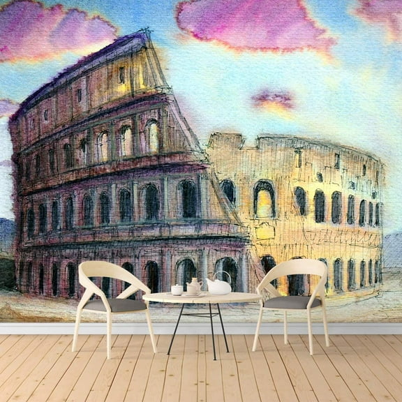 IDEA4WALL 6pcs Watercolor Painting Peel and Stick Wallpaper Removable Wall Murals Large Wall Stickers for Home Decoration, 100"x24"