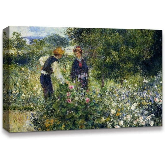 IDEA4WALL A Man and Woman in the Green Garden by Pierre Auguste Renoir Famous Canvas Wall Art Prints - 12"x18"