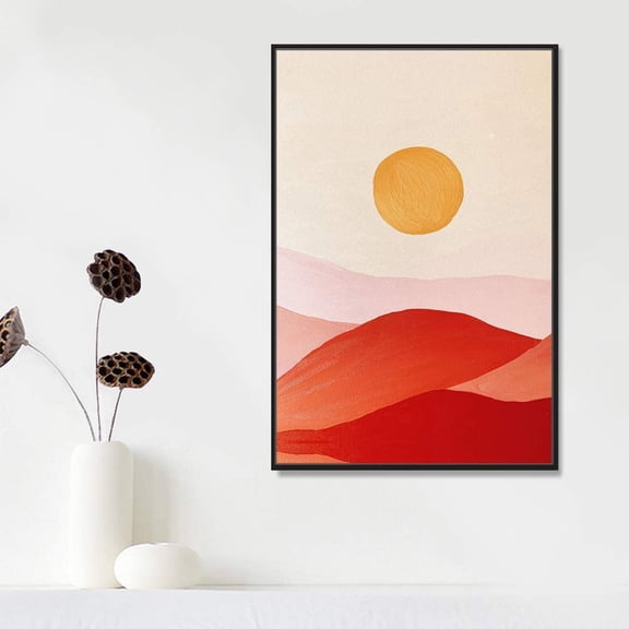 IDEA4WALL Abstract Boho Sun Decor Framed Canvas Prints Wall Art Prints for Home Decoration Ready to Hang - 16x24 inches