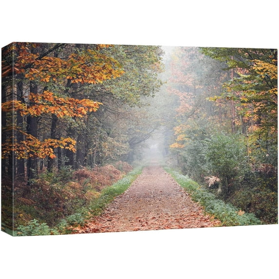 IDEA4WALL Adhesive Canvas Print Wall Art Set of 3 Autumn Forest Path Landscape Fine Art Nature Wall Decor Vintage Classic Artwork Zen Country/Farmhouse Rustic for Home Decor - 24"x36"