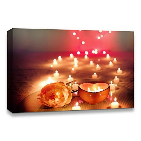 IDEA4WALL Canvas Print Wall Art Ball Candles & Rose Yoga Zen Meditation Natural Painting Photography Realism Artwork Clam/Relax for Rooms - 16"x24"