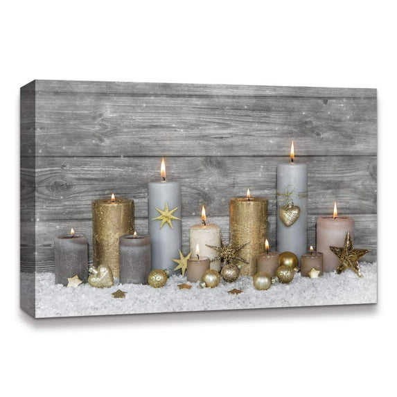 IDEA4WALL Canvas Print Wall Art - Christmas Colorful Candles for Celebration Painting - Xmas Print Artwork Photography Realism Decoration for Living Room, Bedroom, Dining Room - 12"x18"