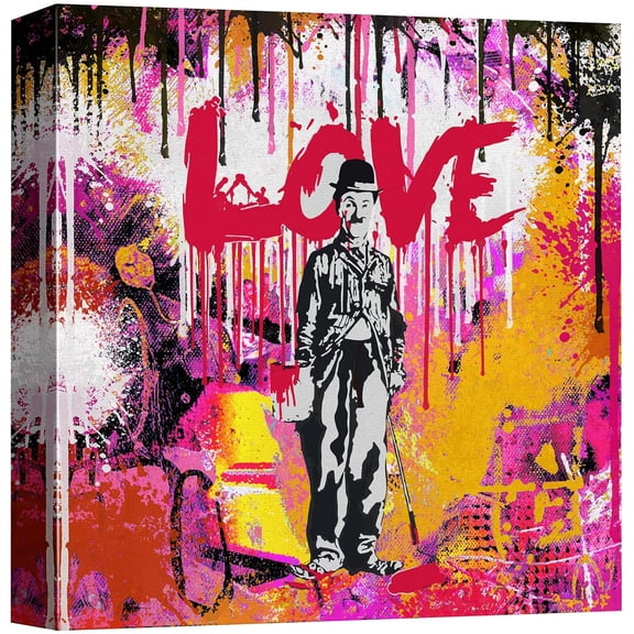 IDEA4WALL Canvas Print Wall Art Love Typography Color Woman Spray Paint Graffiti & Street Art Abstract Illustrations Modern Art Decorative Bohemian Multicolor for Rooms - 12"x12"