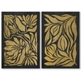 thumbnail image 1 of IDEA4WALL Canvas Print Wall Art Set Botanical Golden Leaf And Floral Illustration Duotone Flowers Pattern Digital Art Neutral Wall Decor Boho Minimal for Home Decor - 24"x36"x2 Panels, 1 of 5