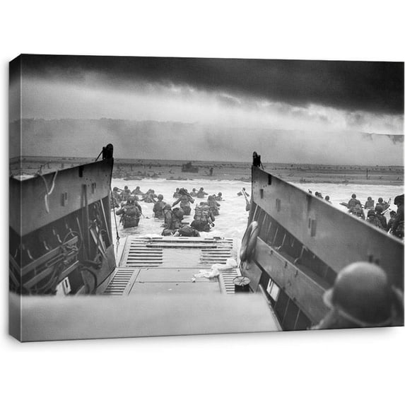 IDEA4WALL Canvas Print Wall Art - Vintage Photograph of The D-Day Normandy Landings - Rustic Portrait Fine Art for Home Decor - 16"x24"