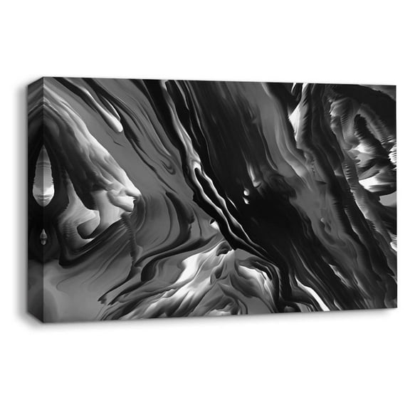 IDEA4WALL Canvas Print Wall Art Wavy 3D Textured Display Geometric Shapes Digital Art Modern Art Alternative Dramatic Duotone Black and White for Living Room, Bedroom, Office - 24"x36"