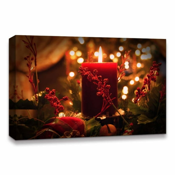 IDEA4WALL Canvas Wall Art Christmas Candles for Celebration Painting Artwork for Home Prints Framed - 16x24 inches
