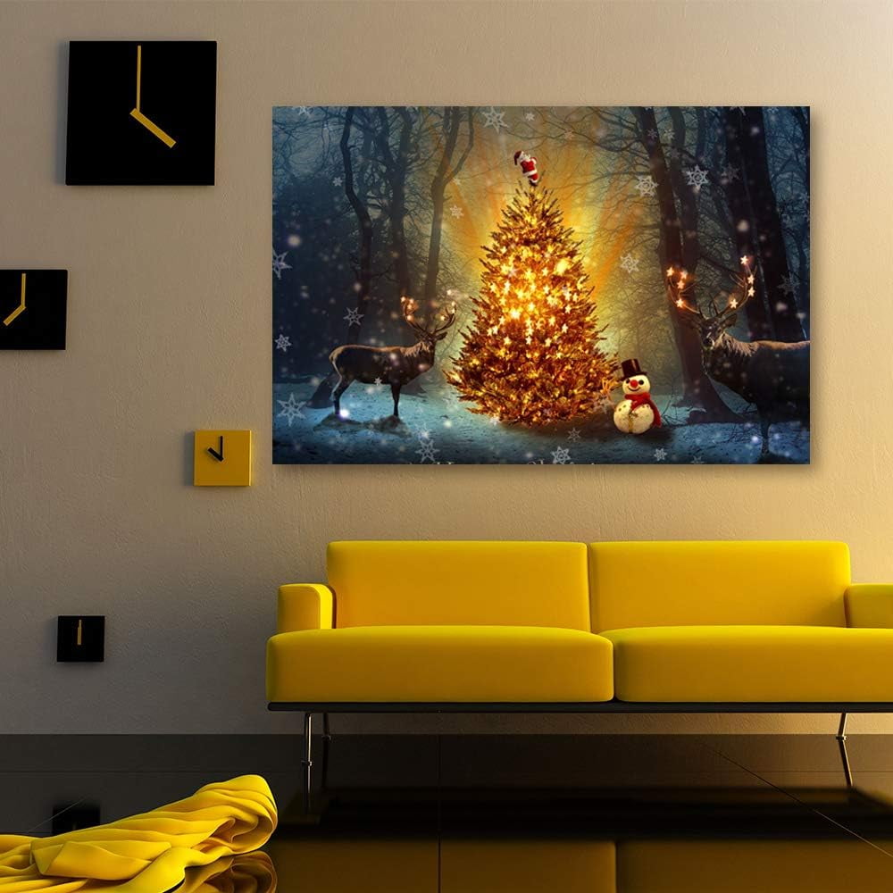 IDEA4WALL Canvas Wall Art Christmas Tree Celebration Painting Artwork ...