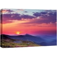 thumbnail image 1 of IDEA4WALL Canvas Wall Art Red, Orange Sunset Over Purple Skyline and Blue Mountains and Valley Landscape Wilderness Photography Realism Traditional for Living Room, Bedroom, Office - 16"x24", 1 of 5