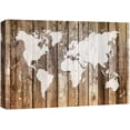 thumbnail image 1 of IDEA4WALL Canvas Wall Art White World Atlas Map on Brown Wood Panel Places Country Mixed Media Realism Global Urban for Living Room, Bedroom, Office - 32"x48", 1 of 5