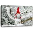 thumbnail image 1 of IDEA4WALL Christmas Gnomes Scandinavian Nordic Tomte Snow Elf Standing On The Frozen Tree Branch - Wall Art Canvas Print Decor Painting Artwork for Home 24"x36", 1 of 4