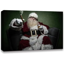 IDEA4WALL Christmas Santa Claus Smoking Cigar - Wall Art Canvas Print Decor Painting Artwork for Home 24"x36"