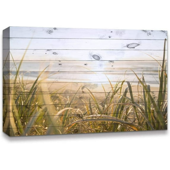 IDEA4WALL Coastal Canvas Wall Art Grass on the Beach under Sunlight Canvas Prints Modern Home Wall Decor - 32x48 inches