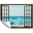 thumbnail image 1 of IDEA4WALL Enjoy the Aqua Beach Fake Brown Window Peel and Stick Wallpaper Removable Wall Mural Sticker Decal - 24x32 inches, 1 of 5