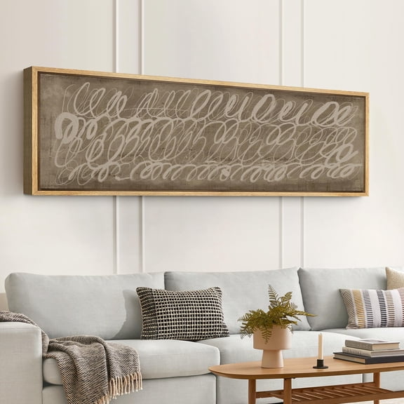 IDEA4WALL Extra Large Framed Canvas Print Wall Art Abstract Calligraphy Black Ink Classic Art Brushstrokes Graffiti Wall Decor Oversized Artwork Relax/Calm for Living Room - 60"x20"