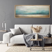 IDEA4WALL Extra Large Framed Canvas Print Wall Art Abstract Coastal Serene Ocean Horizon Digital Art Nature Wilderness Seascape Wall Decor Oversized Artwork Relax/Calm for Rooms - 60"x20"