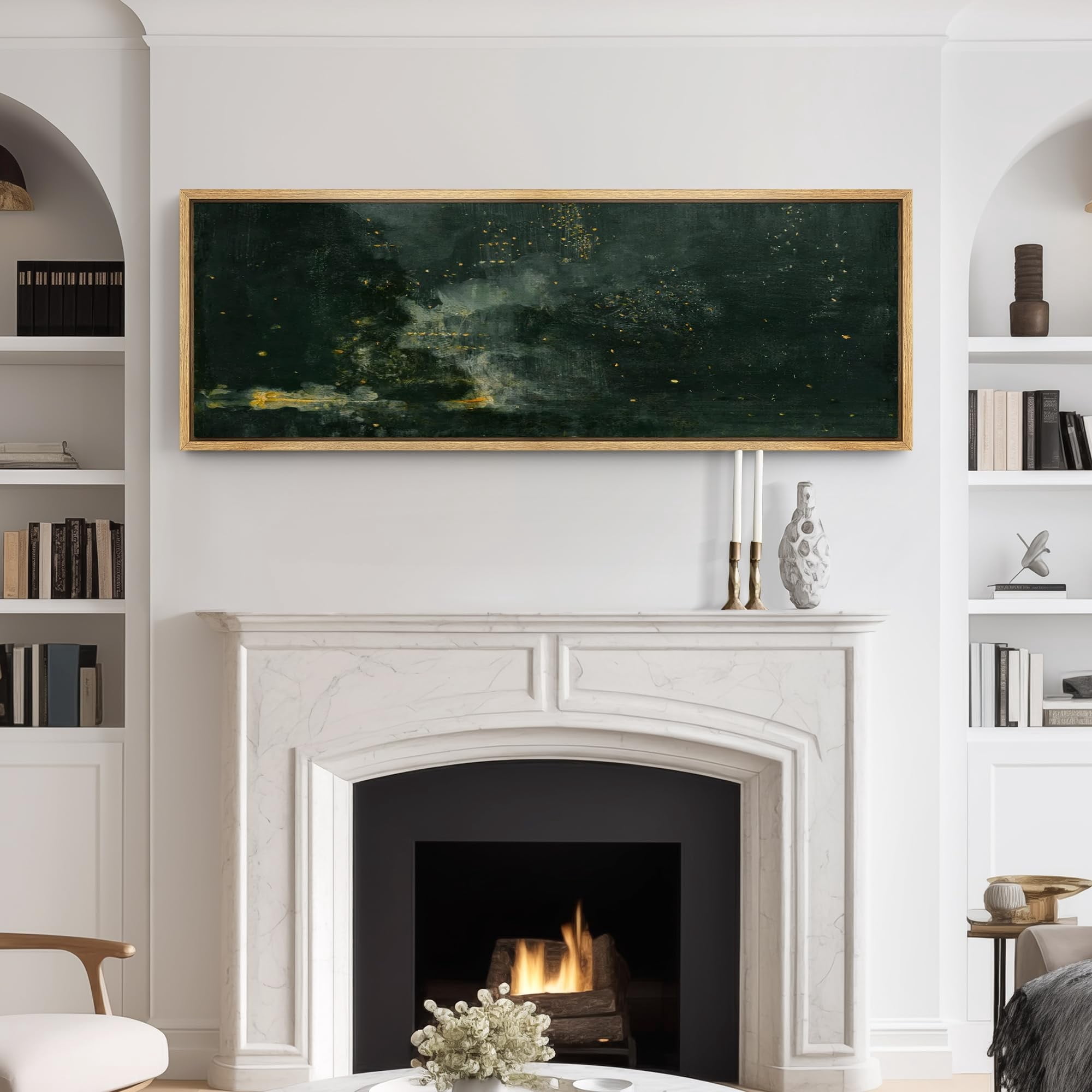 IDEA4WALL Extra Large Framed Canvas Print Wall Art Abstract Dark Green ...