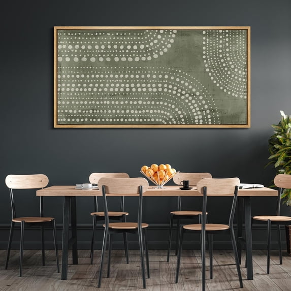 IDEA4WALL Extra Large Framed Canvas Print Wall Art Abstract Dot Matrix Canvas Art in Olive Tones Fine Art Contemporary Graffiti Wall Decor Oversized Artwork Relax/Calm for Living Room - 60"x30"