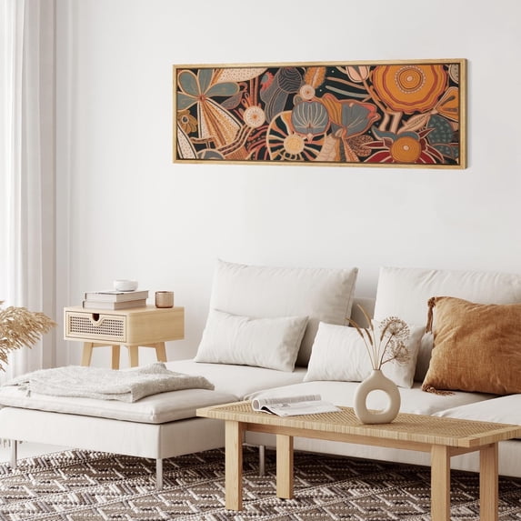 IDEA4WALL Extra Large Framed Canvas Print Wall Art Abstract Floral and Fauna Vibrant Bohemian Garden Retro Artwork Nature Wilderness Fine Art Vintage Decor for Home Decoration - 60"x20"