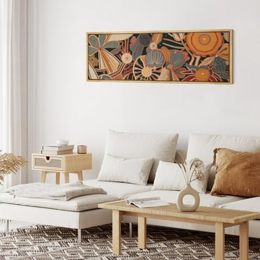IDEA4WALL Extra Large Framed Canvas Print Wall Art Abstract Floral and Fauna Vibrant Bohemian Garden Retro Artwork Nature Wilderness Fine Art Vintage Decor for Home Decoration - 60"x20"