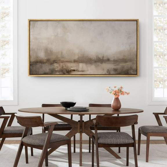 IDEA4WALL Extra Large Framed Canvas Print Wall Art Abstract Misty Landscape Fine Art oft Muted Tones of a Foggy Landscape Wall Decor Oversized Artwork Relax/Calm for Room - 60"x30"