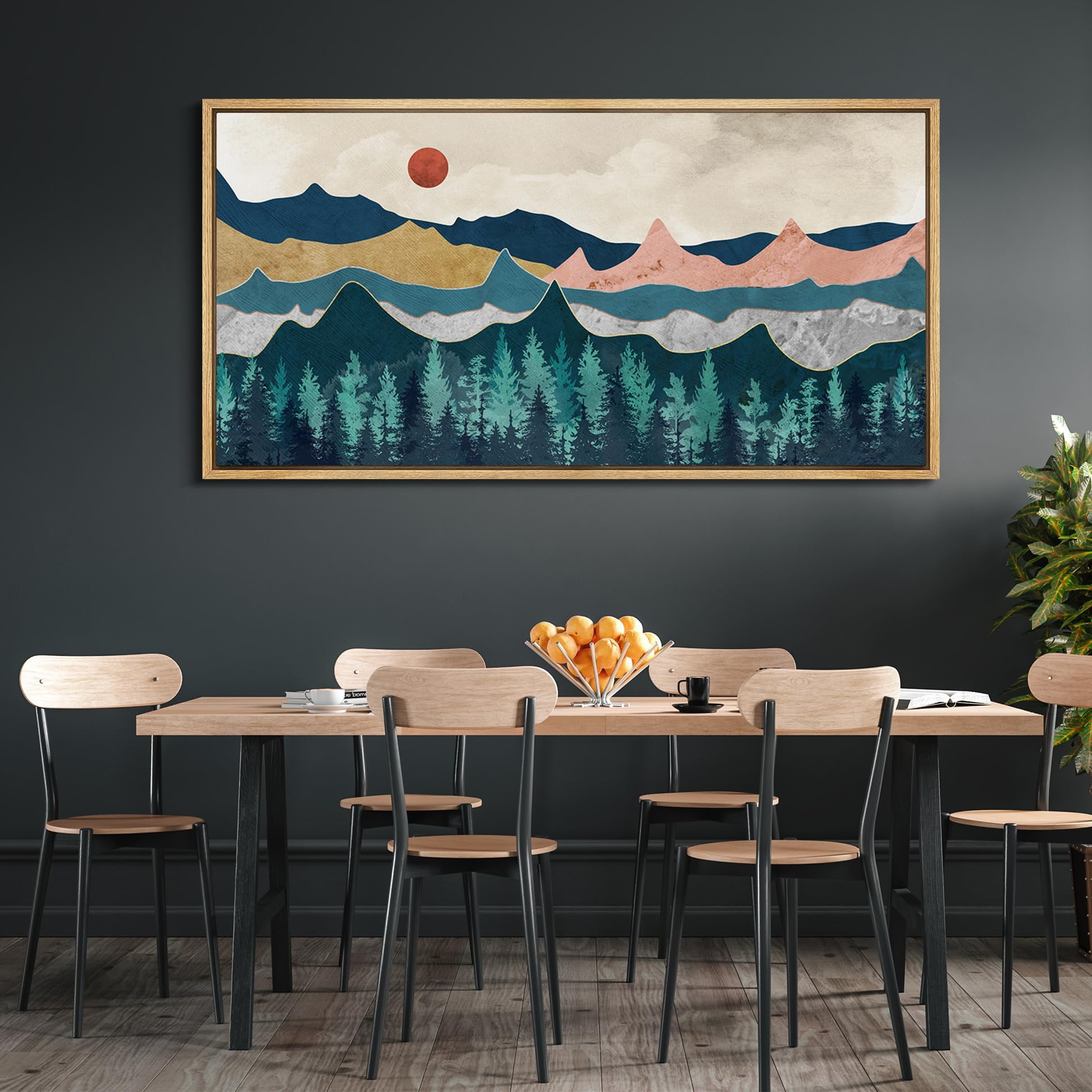 IDEA4WALL Extra Large Framed Canvas Print Wall Art Abstract Mountain ...