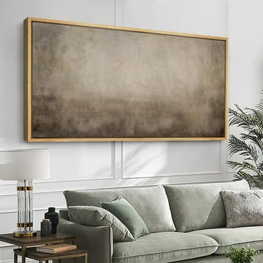 IDEA4WALL Extra Large Framed Canvas Print Wall Art Abstract Neutral Ombre Minimalist Gradient Fine Art Impressionism Illustrations Oversized Artwork Relax/Calm for Room Decor - 60"x30"