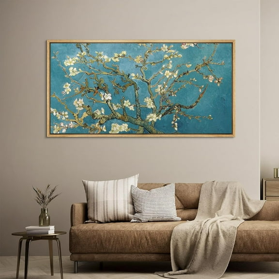IDEA4WALL Extra Large Framed Canvas Print Wall Art Almond Blossom Vincent Van Gogh Artwork Nature Wilderness Antique Retro Fine Art Decorative Relax/Calm for Home Decoration - 60"x30"