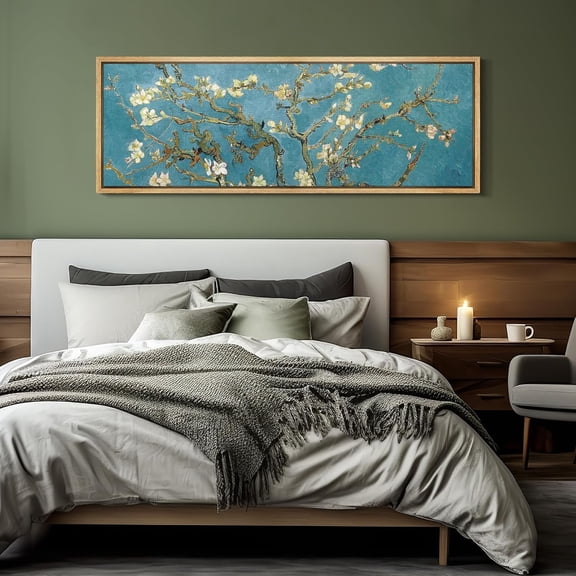 IDEA4WALL Extra Large Framed Canvas Print Wall Art Almond Blossom Vincent Van Gogh Artwork Nature Wilderness Antique Retro Fine Art Decorative Relax/Calm for Home Decoration - 60"x20"