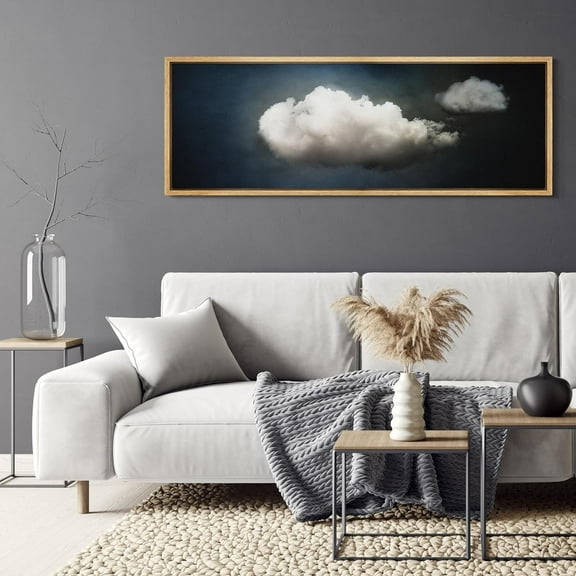 IDEA4WALL Extra Large Framed Canvas Print Wall Art Artistic Cloud Pastel Artwork Nature Wilderness Antique Retro Fine Art Decorative Relax/Calm for Home Decoration - 60"x20"