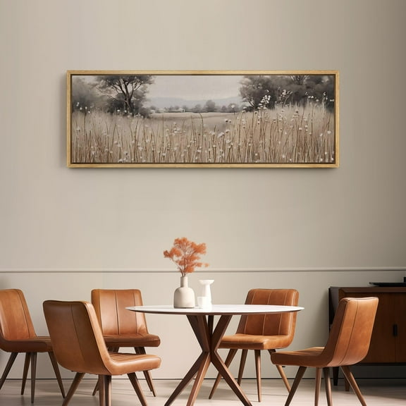 IDEA4WALL Extra Large Framed Canvas Print Wall Art Autumn Field Pastoral Landscape Fine Art Rustic Countryside Illustrations Oversized Artwork Relax/Calm for Room Decor - 60"x20"