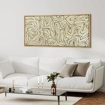 IDEA4WALL Extra Large Framed Canvas Print Wall Art Black Lines Maze Classic Art Vintage Geometric Shape Pattern Wall Decor Oversized Artwork Relax/Calm for Living Room - 60"x30"