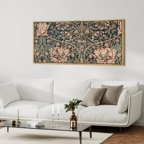 IDEA4WALL Extra Large Framed Canvas Print Wall Art Botanical Elegance Victorian Style Pattern Fine Art Floral Antique Retro Illustrations Oversized Artwork Relax/Calm for Room Decor - 60"x30"
