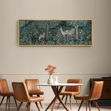 IDEA4WALL Extra Large Framed Canvas Print Wall Art Classic Woodland Deer in Forest Artwork Nature Wilderness Antique Retro Fine Art Decorative Relax/Calm for Home Decoration - 60"x20"
