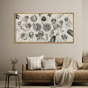 IDEA4WALL Extra Large Framed Canvas Print Wall Art Culinary Gathering Pen-and-Ink Overhead View of Food & Drinks Artwork Nature Wilderness Antique Fine Art Decor for Home Decoration - 60x30