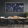 thumbnail image 1 of IDEA4WALL Extra Large Framed Canvas Print Wall Art Duotone Navy & White Vintage Floral Fine Art Retro Wildflowers Pattern Wall Decorative Oversized Artwork Relax/Calm for Room Decor - 60"x30", 1 of 5